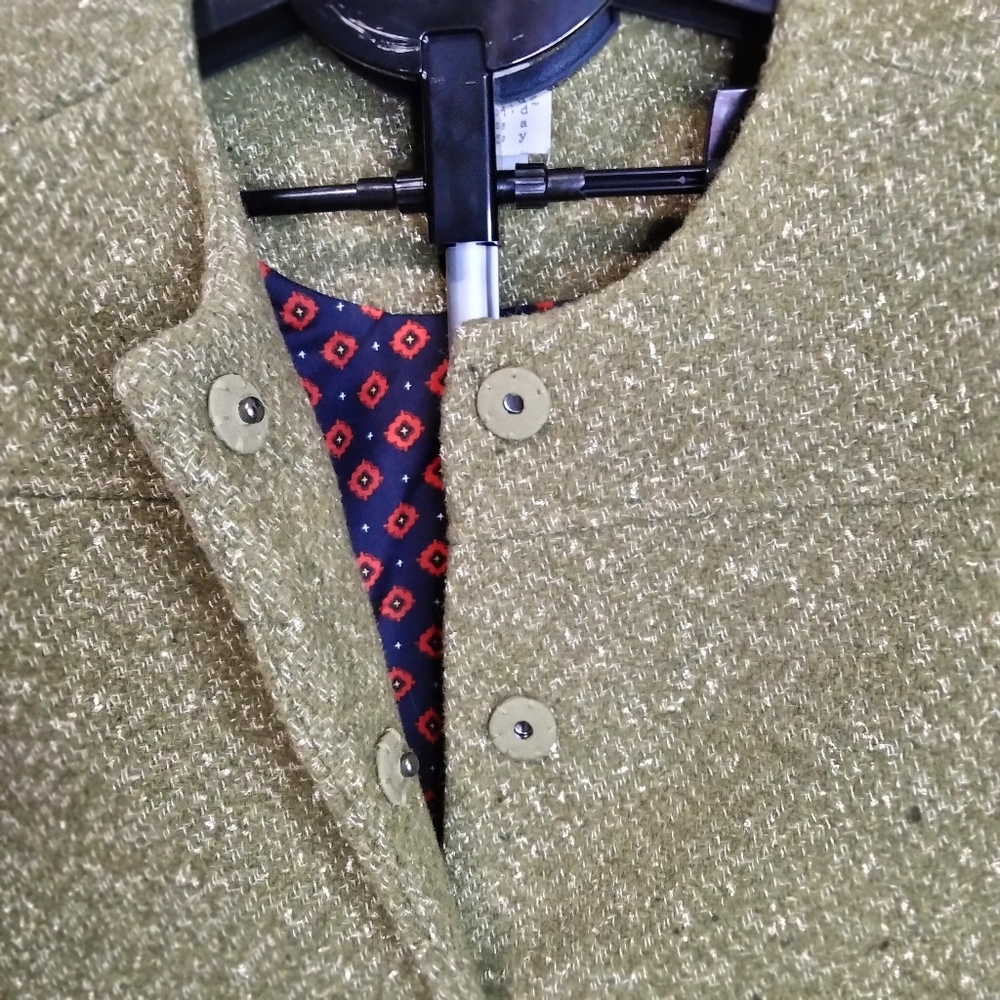 a new day Women's Blazer Olive Green Tweed Jacket Cropped - Picture 5 of 9